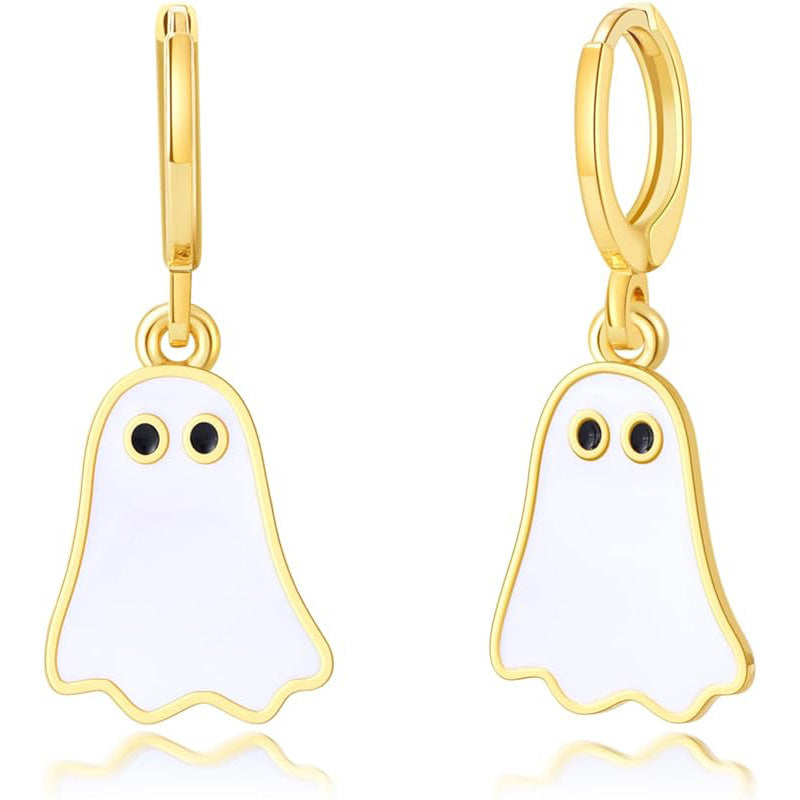 Halloween fantôme boucles d'oreilles pour femmes or fantôme Huggie Hoop boucles d'oreilles Halloween bijoux mignon BOO Halloween boucles d'oreilles