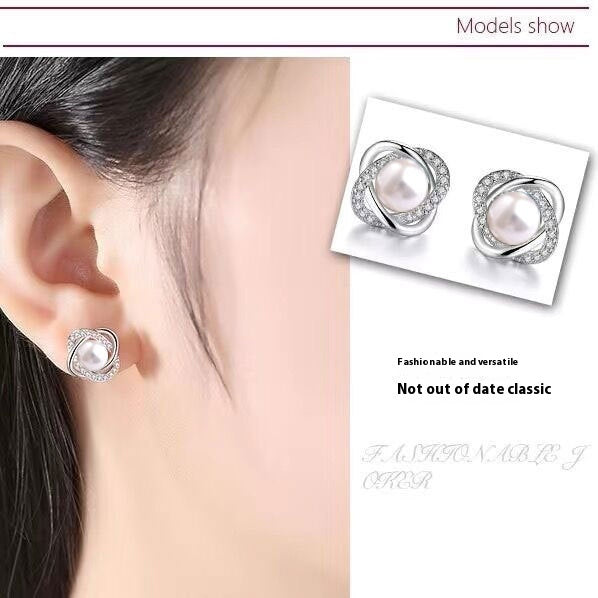 Rose Type Pearl Elegant Ear Studs Temperament Trend