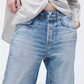 French Style All-matching Slim-fitting Mid-waist Wide Leg Jeans