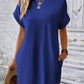 Loose Short Sleeve Dress With Pockets Summer Casual Solid Color Round Neck Straight Dresses Womens Clothing