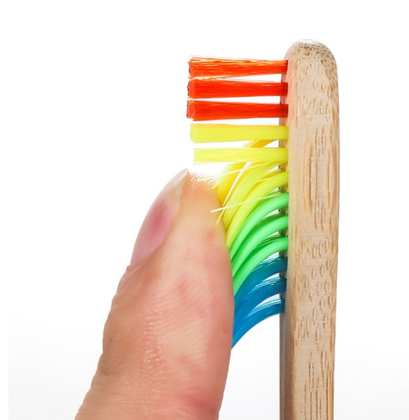 Bamboo toothbrush rainbow bamboo toothbrush colorful bamboo toothbrush environmental protection bamboo handle toothbrush