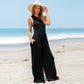 Summer  Casual Loose Slim Fit Wide Leg Trousers Women Sleeveless Vest Jumpsuit Women