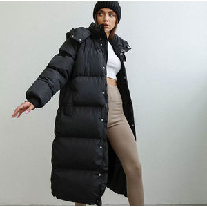 Veste en duvet de style coréen super longue pour femmes