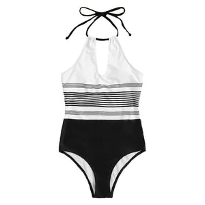 One-piece striped swimsuit