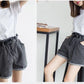 Calyx elastic waist denim shorts female summer high waist was thin student wide leg hot pants