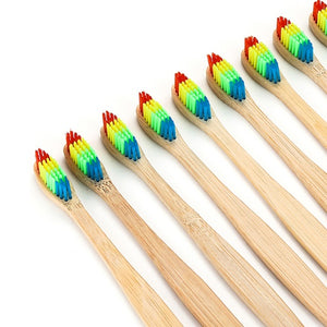 Bamboo toothbrush rainbow bamboo toothbrush colorful bamboo toothbrush environmental protection bamboo handle toothbrush