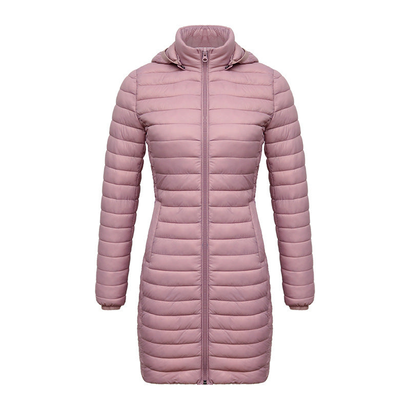 Veste légère matelassée en coton mi-longue pour femme