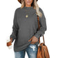 Round Neck Long-Sleeved Solid Color Sweater