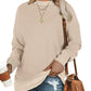 Round Neck Long-Sleeved Solid Color Sweater