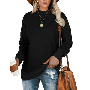 Round Neck Long-Sleeved Solid Color Sweater