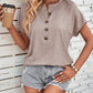 Top Solid Color Button Fashion Short Sleeve T-shirt Women