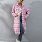 Autumn And Winter Plaid Single-breasted Long Trench Coat