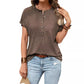 Top Solid Color Button Fashion Short Sleeve T-shirt Women