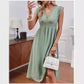 Women's Solid Color And V-neck Lace Lace Hollow-out Stitching Dress