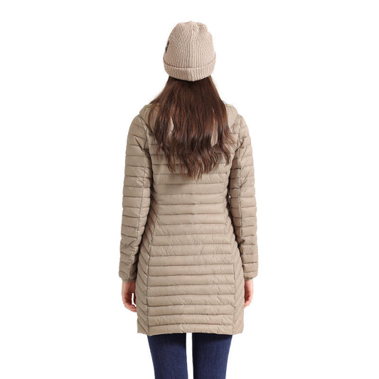 Veste légère matelassée en coton mi-longue pour femme