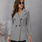 Autumn Women's Houndstooth Lapel Long Sleeve Coat