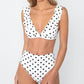 new hot Dot Floral border high waist swimsuit Beachwear swimsuit for women