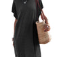 Women's Batwing Sleeve Solid Color Crew Neck Split Casual Dress