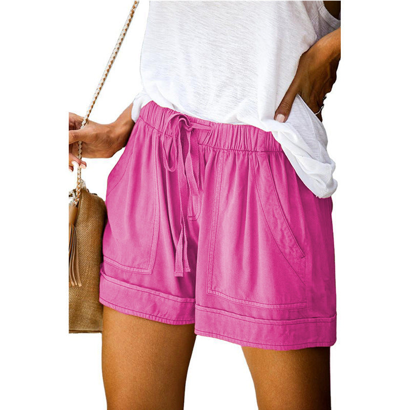 Women's High Waist Lace-up Loose Shorts