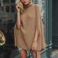 Casual Solid Color High Neck Pullover Loose Cloak Shawl Knitted Sweater Women