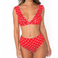 new hot Dot Floral border high waist swimsuit Beachwear swimsuit for women