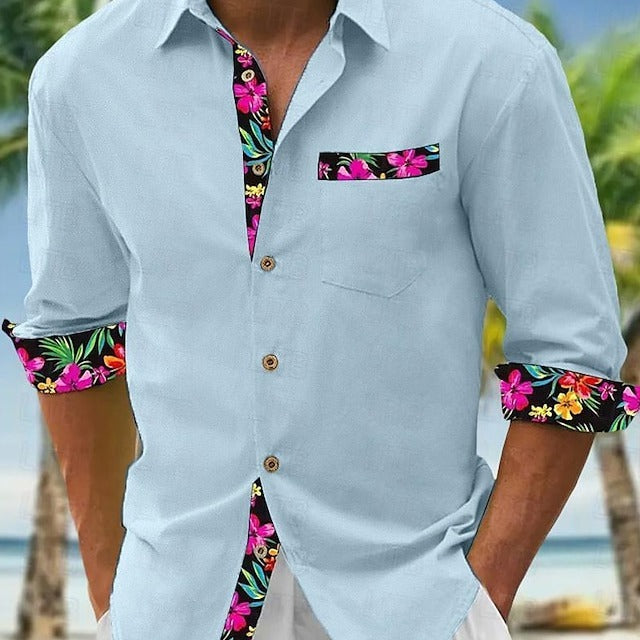 Nouvelle chemise imprimée en lin populaire pour hommes