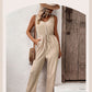 European And American Style Pleated Solid Color Suspender Jumpsuit