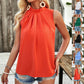 Fashion Sleeveless Top Summer Elegant Pleated Design Shirt Womens Clothing