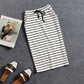 Black And White Striped Casual Pocket Mid-length Bag Hip Skirt