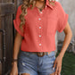 Summer Loose Short Sleeve Pocket Casual Champray Shirt Womens Clothing