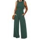 Summer  Casual Loose Slim Fit Wide Leg Trousers Women Sleeveless Vest Jumpsuit Women