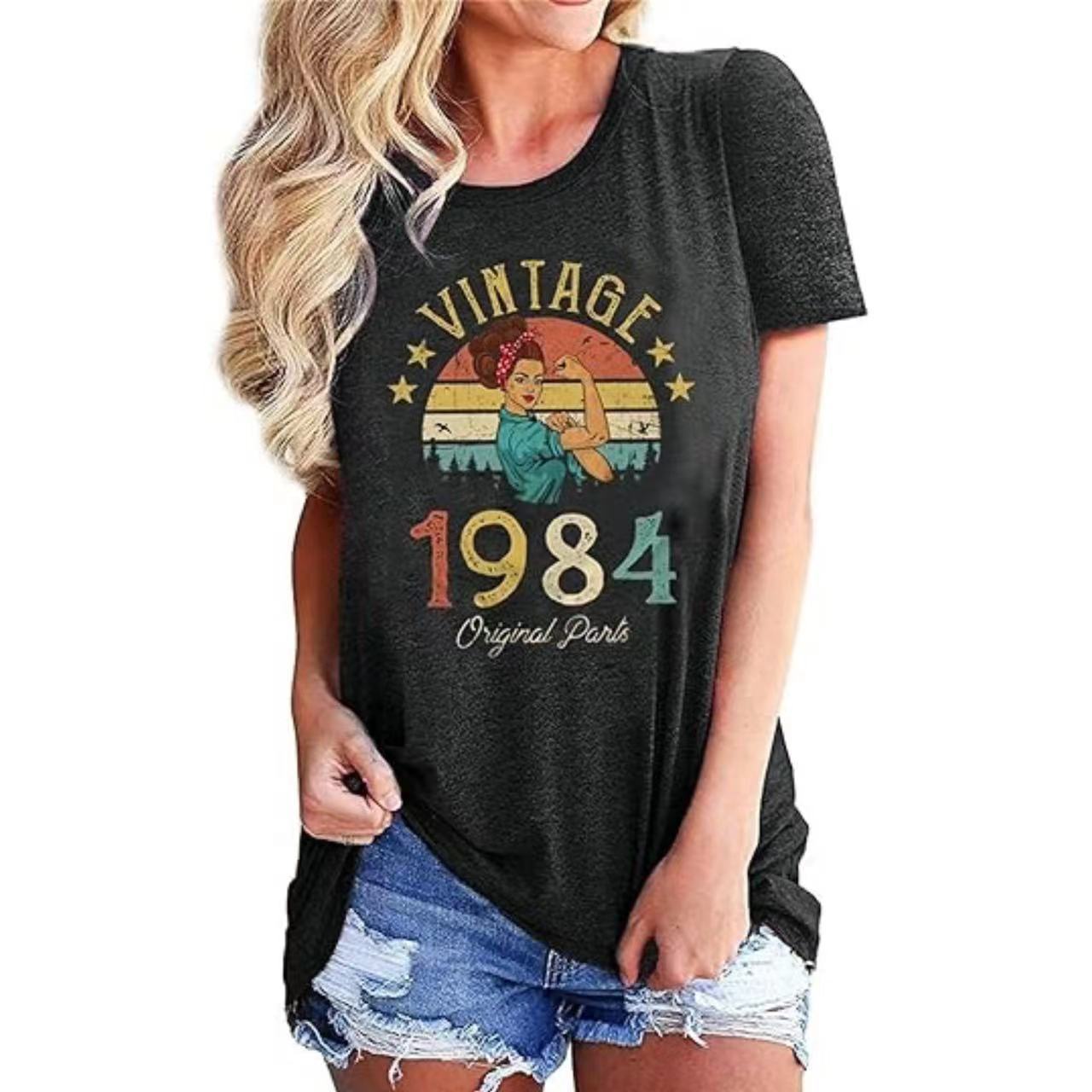 Vintage 1984 Women's Letter Print Party Top