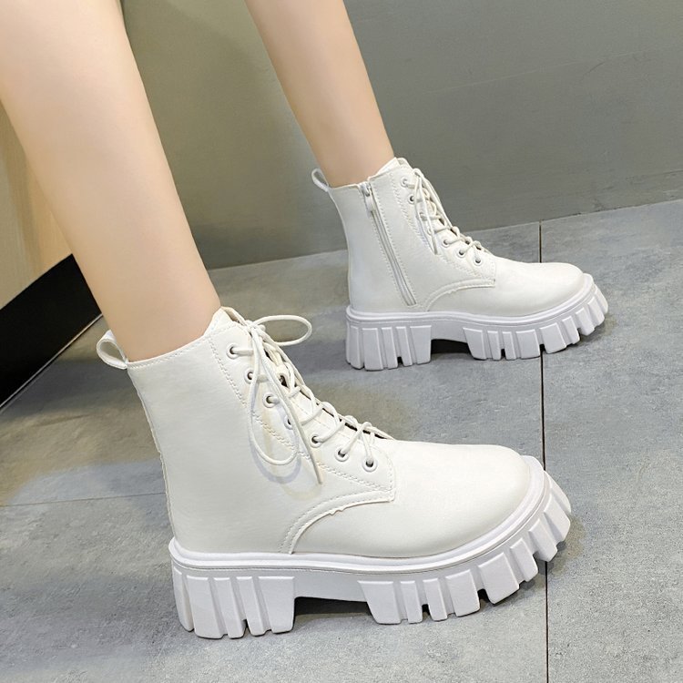 Women's Platform Lace-up Side Zip Boots