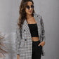 Autumn Women's Houndstooth Lapel Long Sleeve Coat