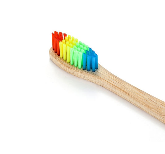 Bamboo toothbrush rainbow bamboo toothbrush colorful bamboo toothbrush environmental protection bamboo handle toothbrush