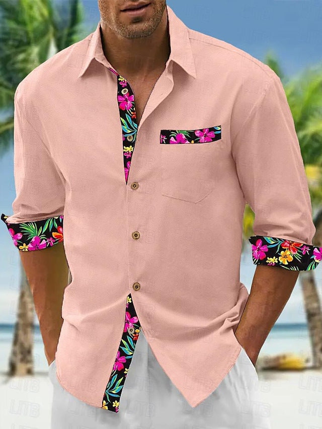 Nouvelle chemise imprimée en lin populaire pour hommes