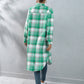 Autumn And Winter Plaid Single-breasted Long Trench Coat