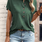 Top Solid Color Button Fashion Short Sleeve T-shirt Women