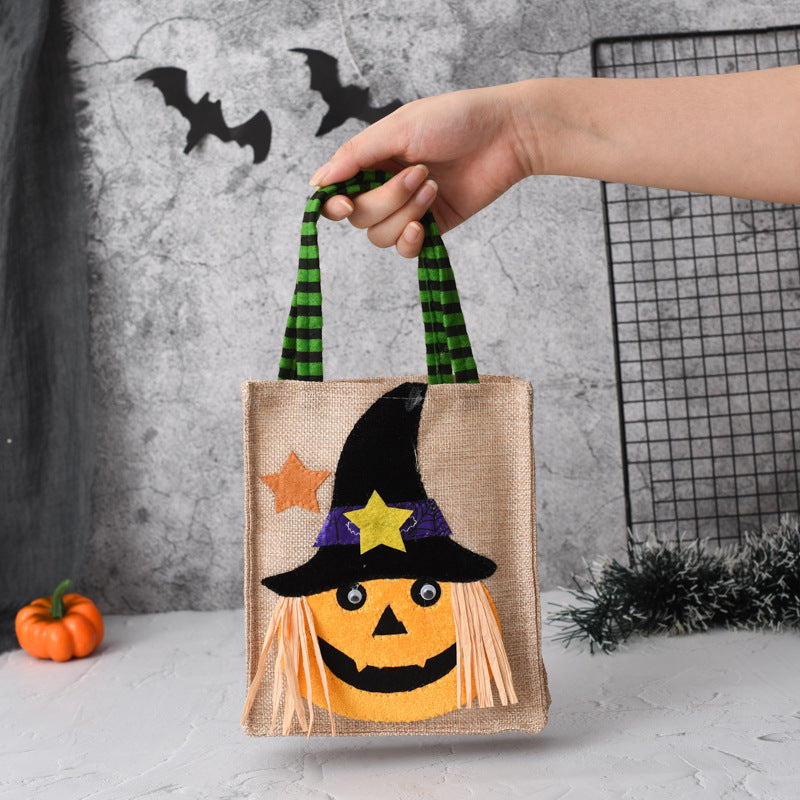 Halloween Candy Tote Bag For Kids Funny Creative Witch Skull Pumpkin Gift Handbag Small Jewelry Props Shopping Bags