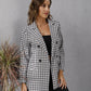 Autumn Women's Houndstooth Lapel Long Sleeve Coat