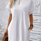 Loose Short Sleeve Dress With Pockets Summer Casual Solid Color Round Neck Straight Dresses Womens Clothing