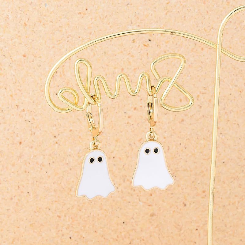 Halloween fantôme boucles d'oreilles pour femmes or fantôme Huggie Hoop boucles d'oreilles Halloween bijoux mignon BOO Halloween boucles d'oreilles