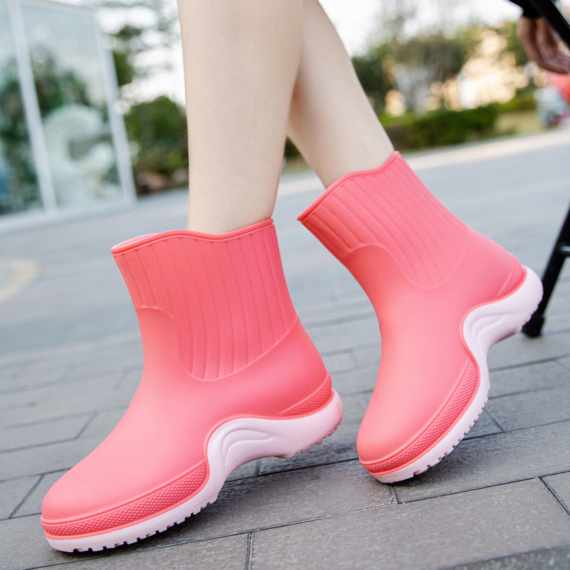 Women's Mid-calf Waterproof Soft-soled Rain Boots