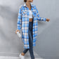 Autumn And Winter Plaid Single-breasted Long Trench Coat