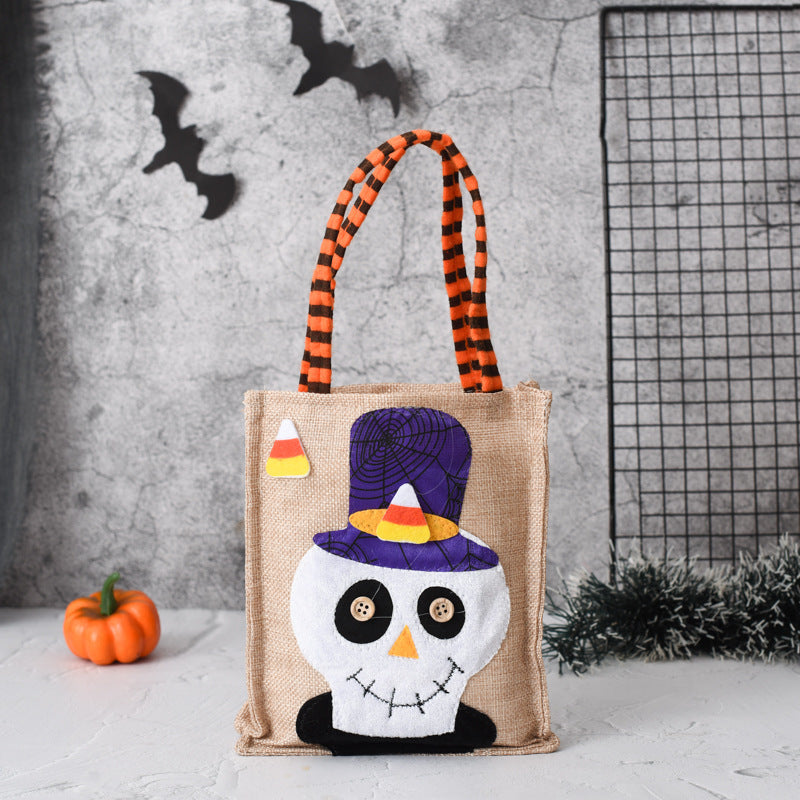 Halloween Candy Tote Bag For Kids Funny Creative Witch Skull Pumpkin Gift Handbag Small Jewelry Props Shopping Bags