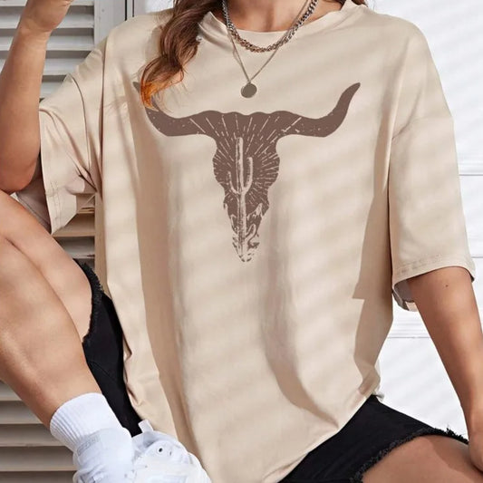 European And American Digital Printing Casual Round Neck Short Sleeves