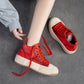 High-top Casual Sneakers First Layer Cowhide Toe Box Women's Shoes Vintage