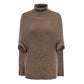 Casual Solid Color High Neck Pullover Loose Cloak Shawl Knitted Sweater Women