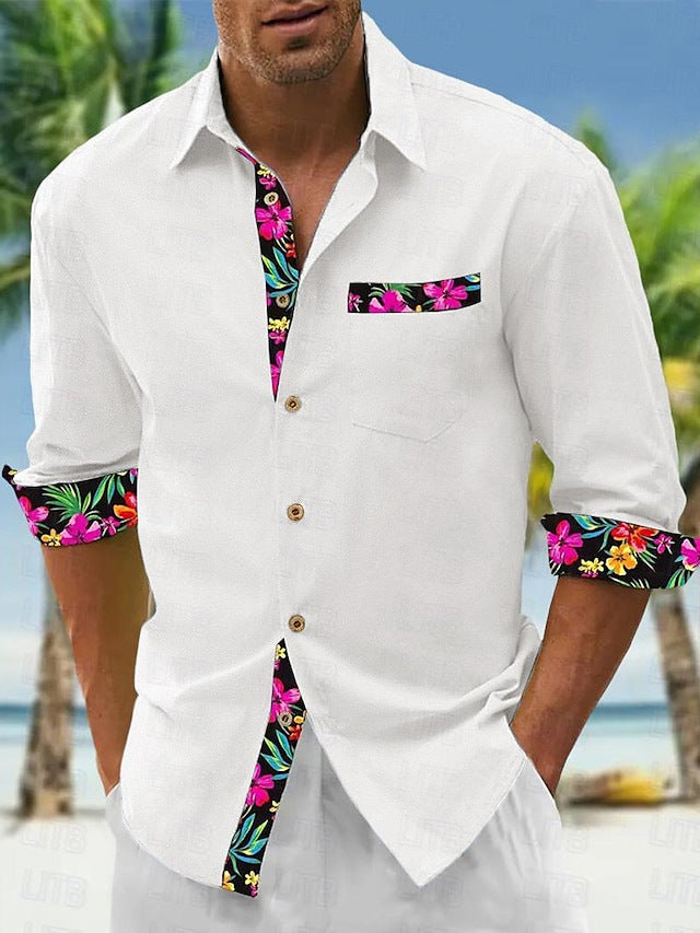 Nouvelle chemise imprimée en lin populaire pour hommes