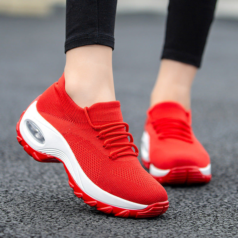 Sports shoes women flying knit socks shoes shaking shoes